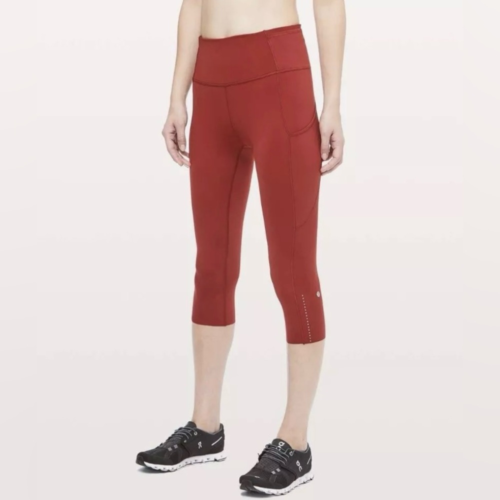 Lululemon Women Fast Free HR Crop Tights 19” LW6BCUS DKRD Red Size 12